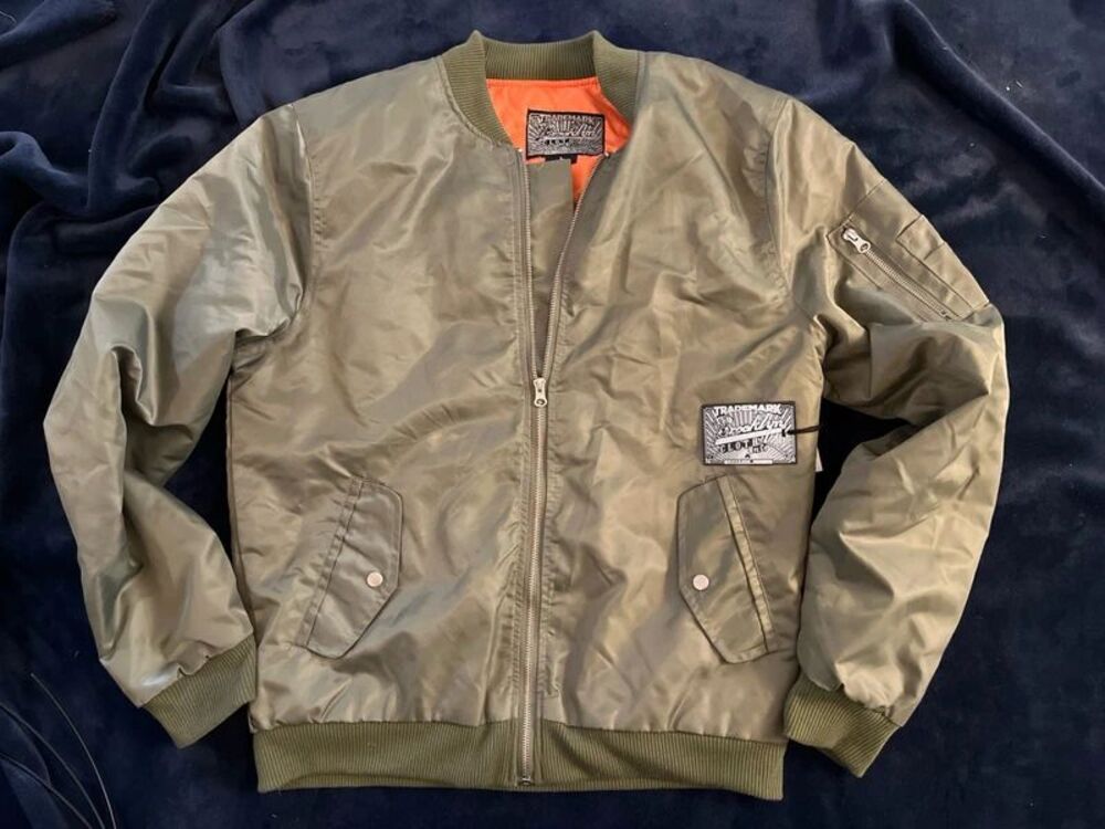 NWT Brooklyn Cloth Trademark Olive Green MA-1 Bomber Flight Jacket Mens L